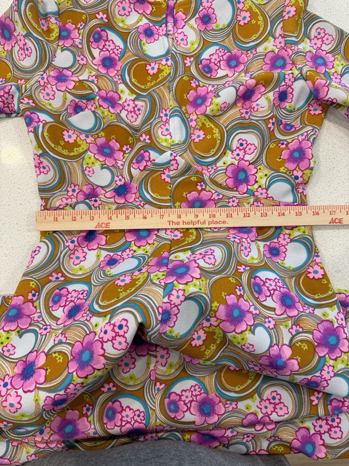 Vintage 60s 70s Psychedelic Hippie Colorful MOD Floral Maxi Dress Sz Large