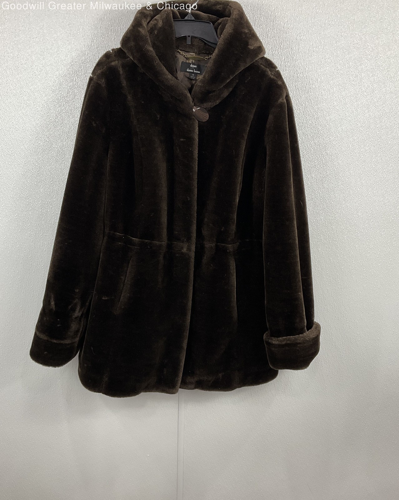 VNTG Dennis by Dennis Basso Brown Faux Fur Zip Coat Women’s SZ 1X