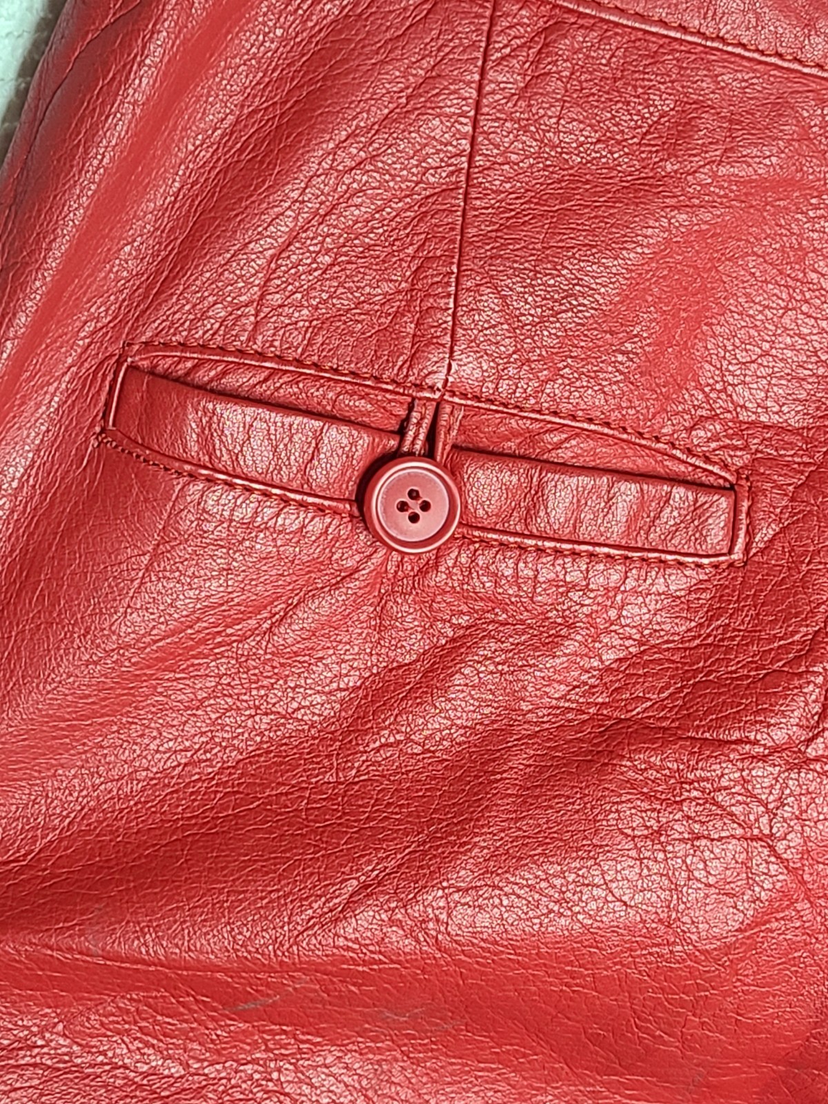 Vtg 80s Red Leather Pants Pleated High Waist 13/14 Mom Jeans Genuine Raw Hem