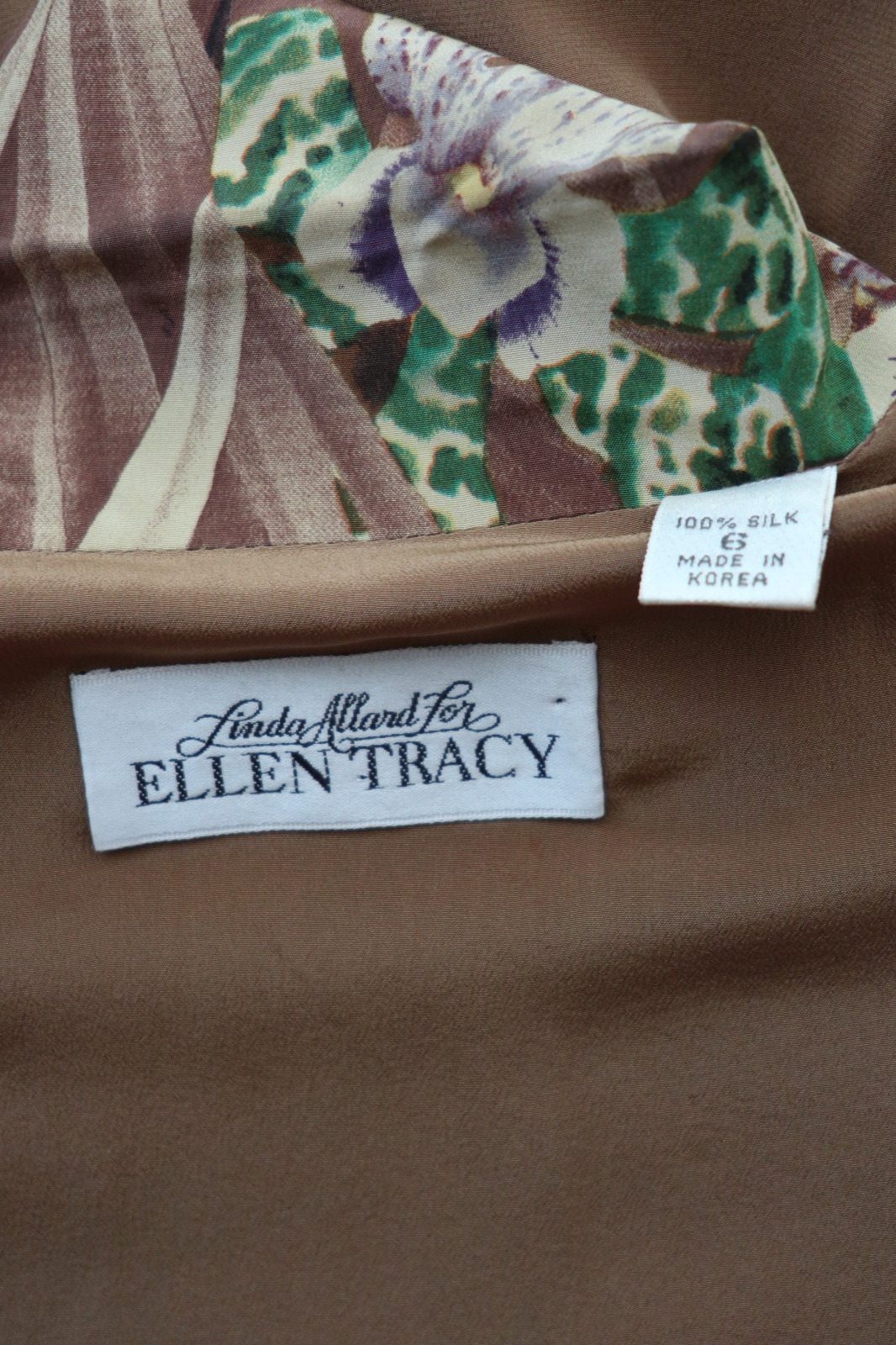 90s Linda Allard Green Brown Silk Tropical Seashells Oversized Blazer Women S M