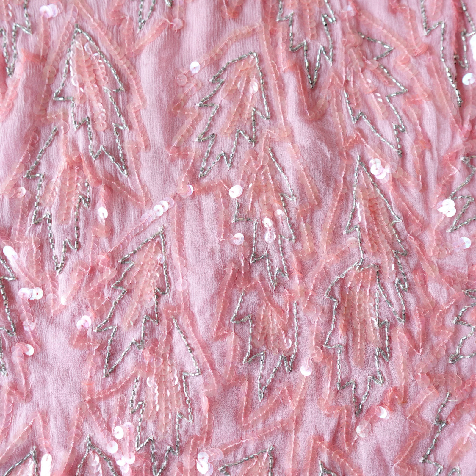 Vintage India Silk Beaded Sequin Dress Pink Party Cocktail Evening Retro