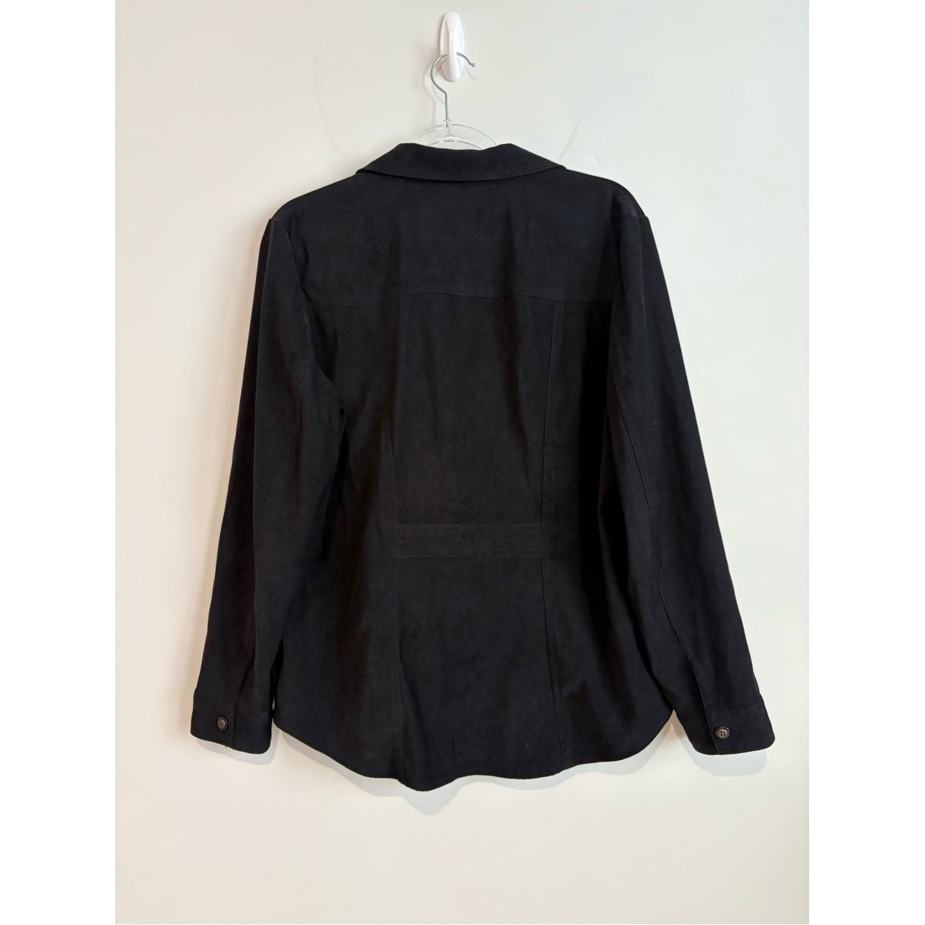 TALBOTS vintage Ultra faux Suede Button Up Shirt Top black SIZE medium