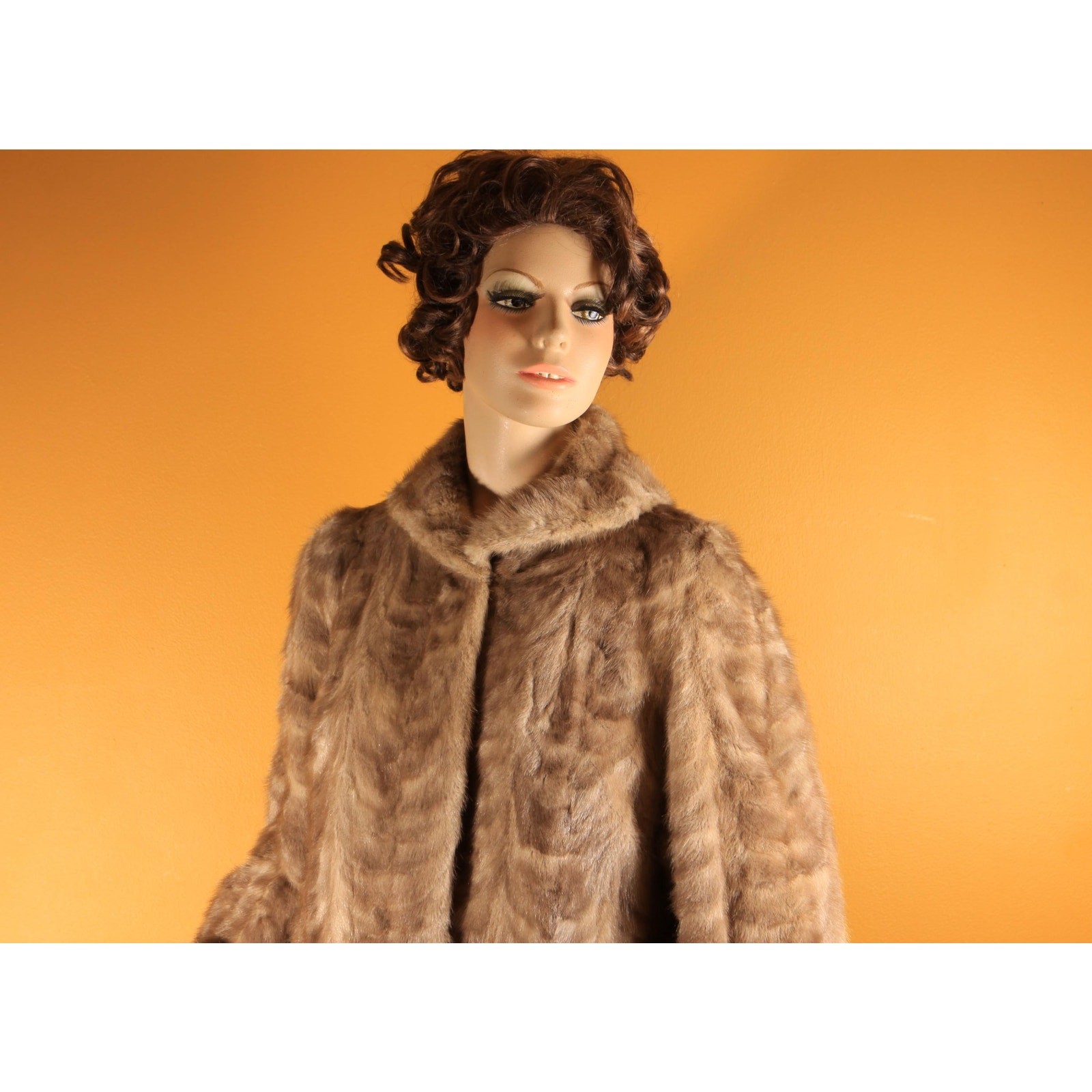 1950s Gray Brown Long Sleeve Rolled Cuff Mink Fur Coat by Gartenhaus -XL