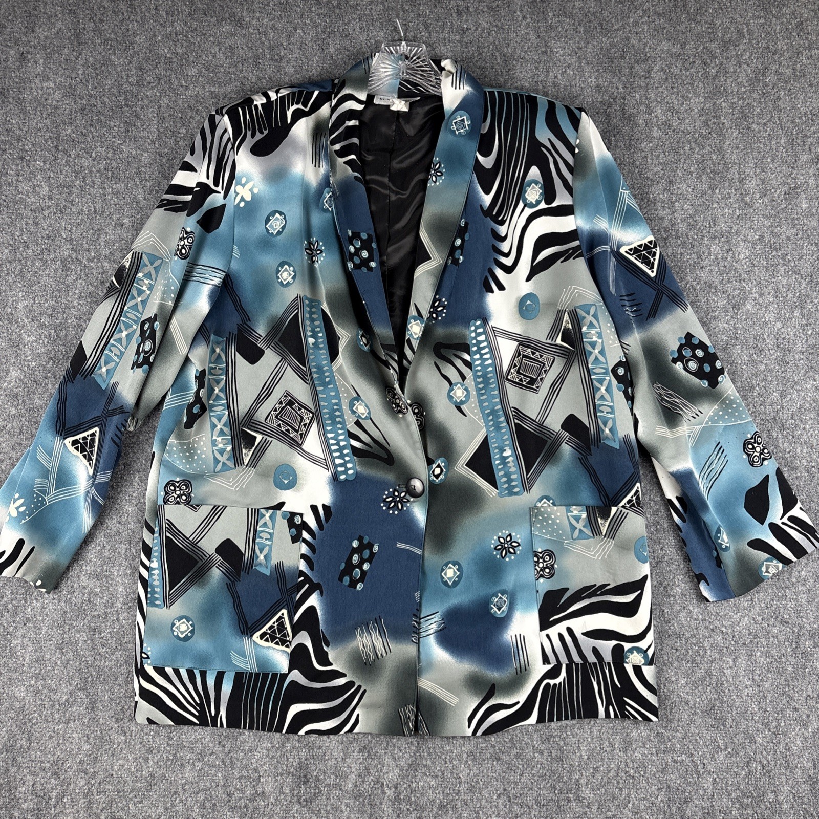 Vintage 90s Kensington Square Abstract Blazer Jacket XL Power Pads Made in USA