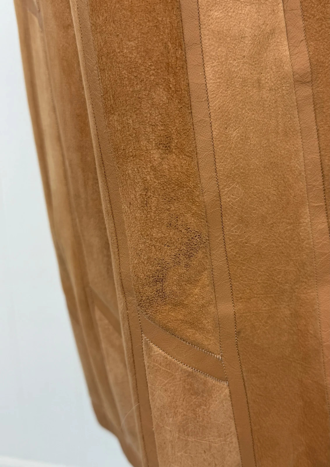 Vintage 1970s 80s Krizia Italy Brown Suede Leather Chinchilla Fur Coat Jacket