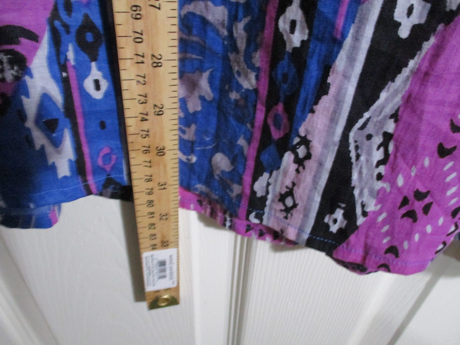 Collections ETC. Sleeveless Tunic Top Cotton Blue Pink Purple Absract Boho- L