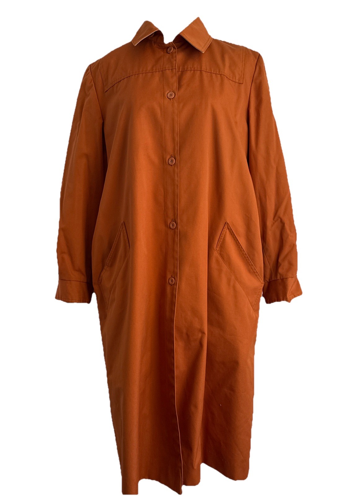 Vintage 70s Mod Raincoat Burnt Orange Sharpee Trench Made in Japan Size 14