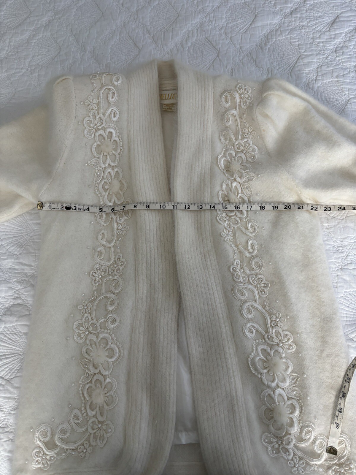 Vintage Belldini White Angora Sweater Coat Size M