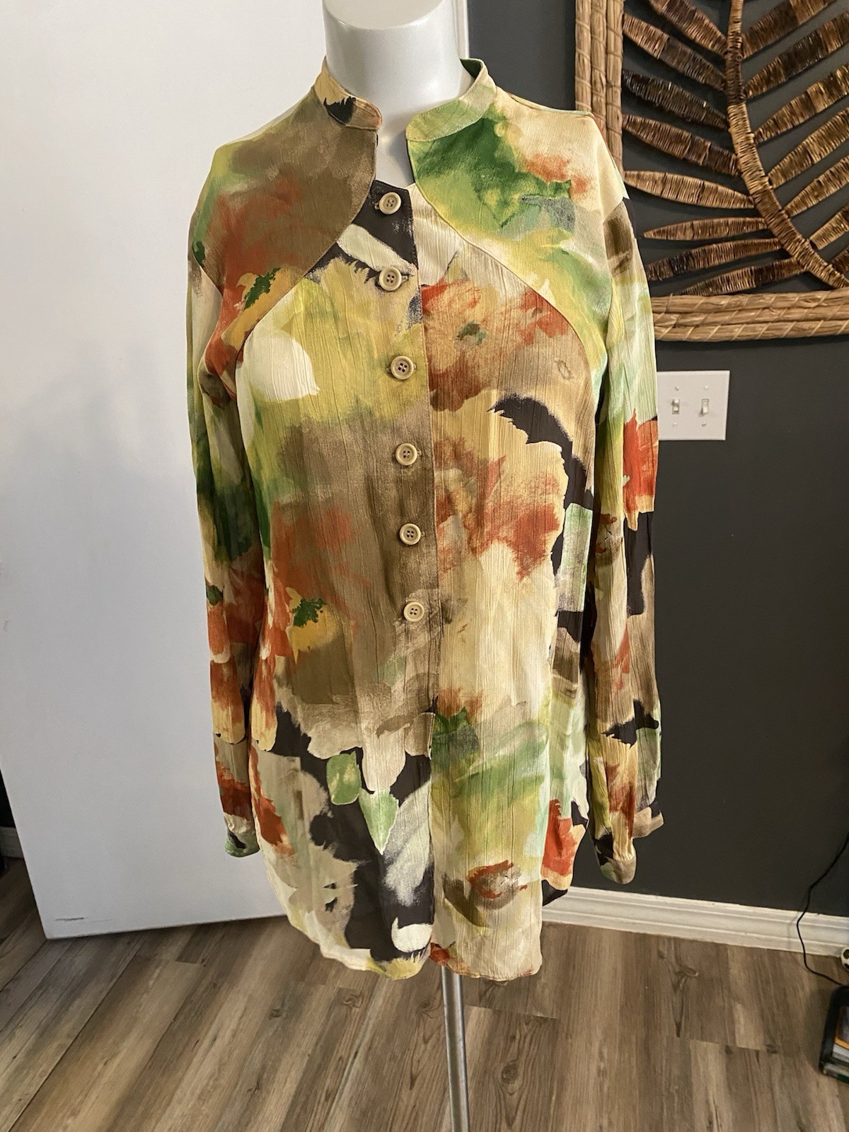 Vintage Dorothy Schoelen Platinum Wearable Art Watercolor Oversize Size S