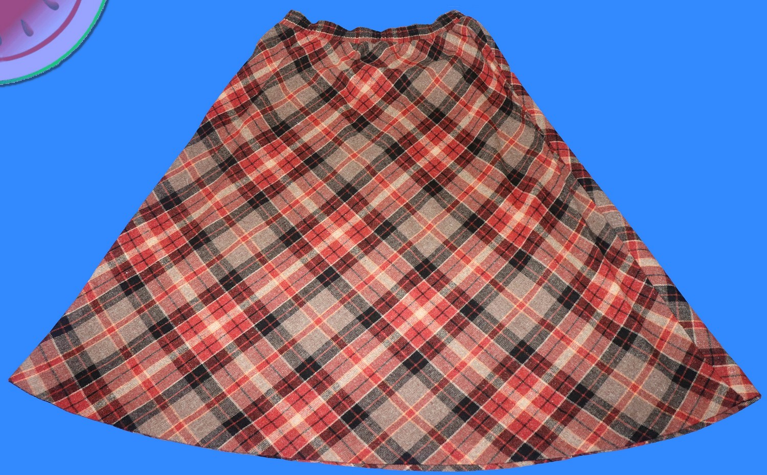 Vintage 70s ECCOBAY Plaid MIDI SKIRT Medium Red Brown A-Line Academic Grunge