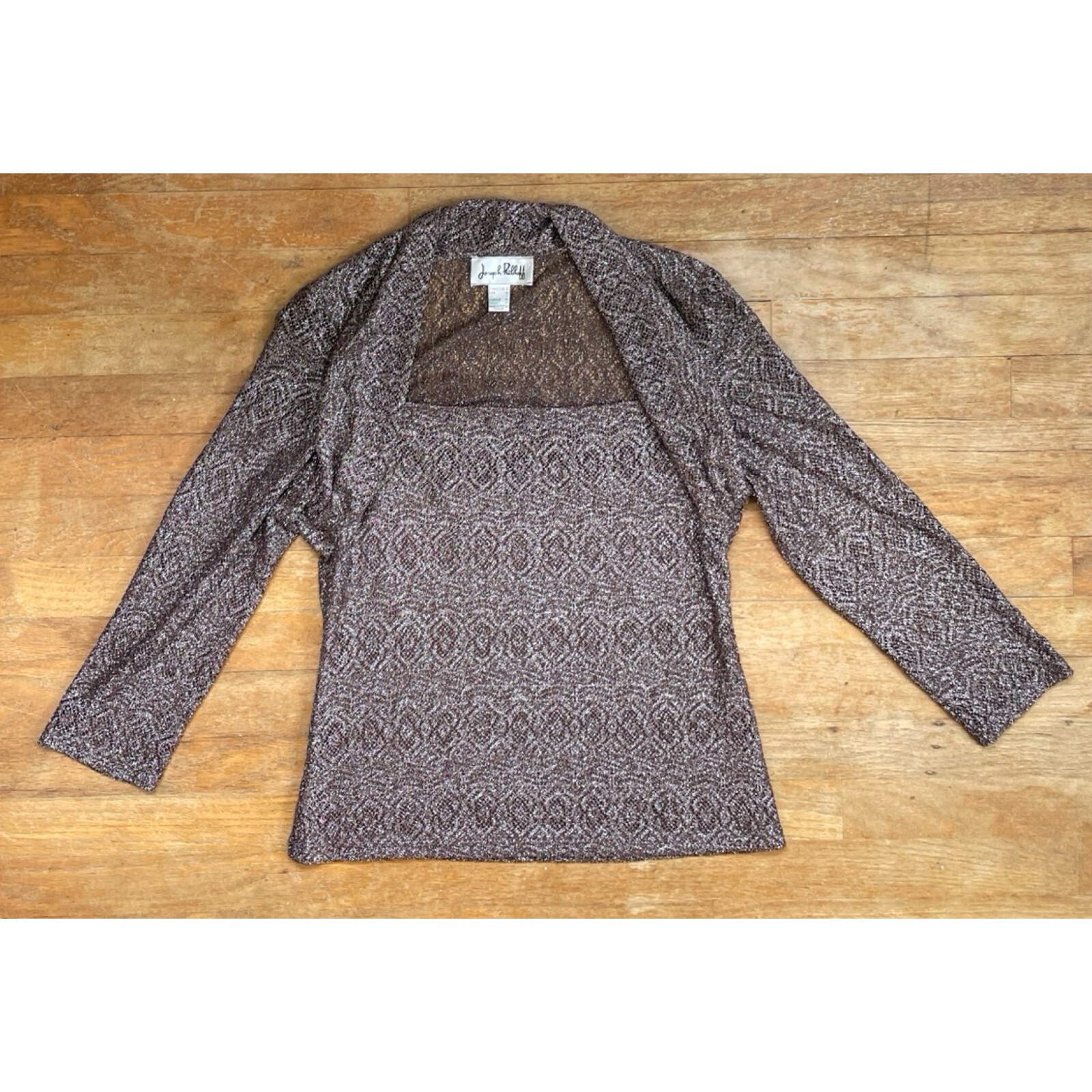Vintage Metallic Lace Top Size Medium 1990s Joseph Ribkoff Shrug Blouse