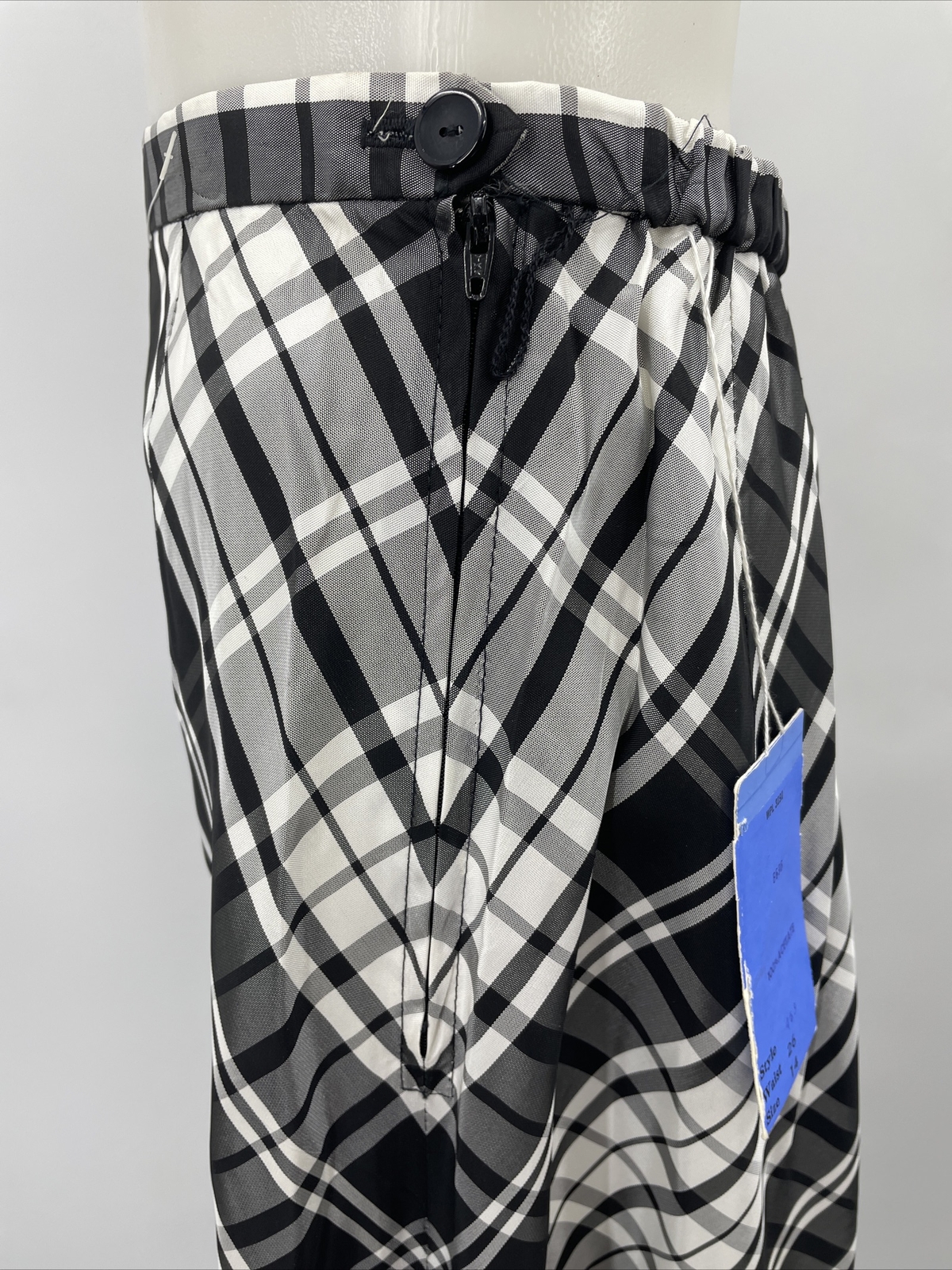 Vintage Styled By Barry Ashley Checkered Plaid Maxi Skirt Black White NWT