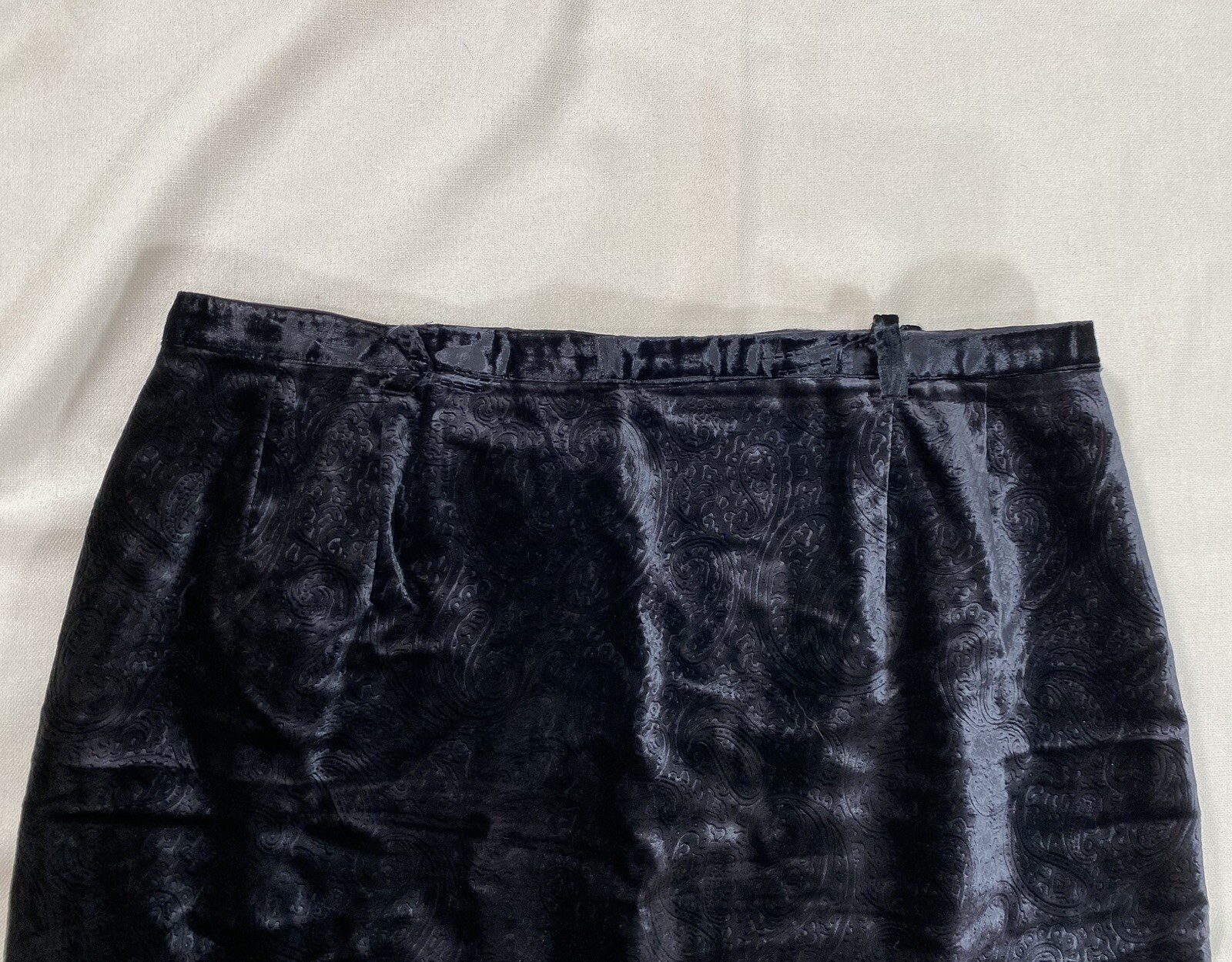 VOLUP Vintage 1950’s Paisley Burnt Velvet Midnight Blue Skirt Rockabilly