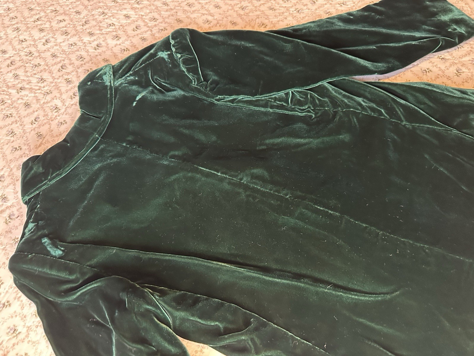 90s Vtg Handmade Green Velvet Blazer Whimsigoth Holiday Petite Medium
