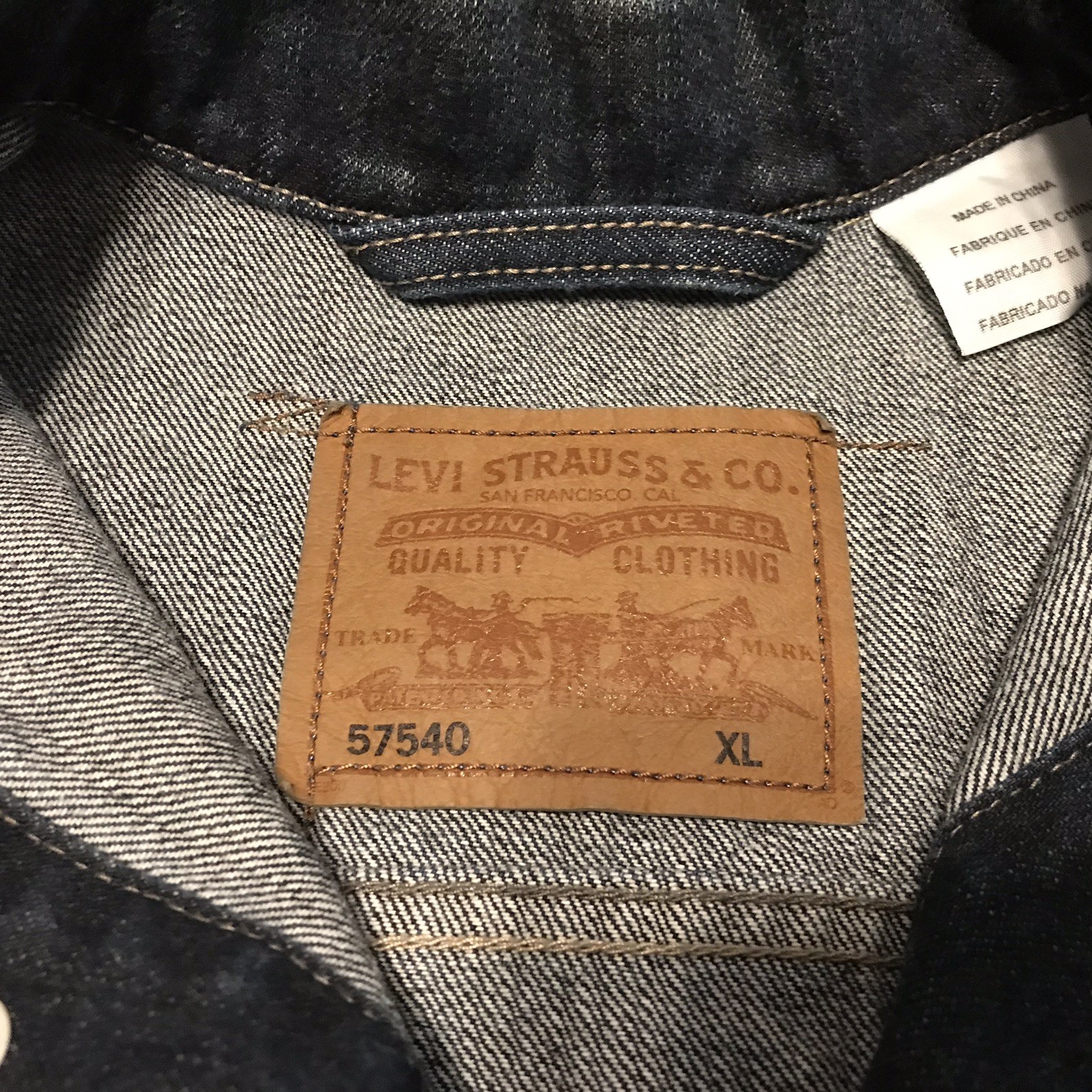 LEVIS Jean Jacket Moto Style Trucker #57540 Denim Zipper Rare Snaps Vintage XL