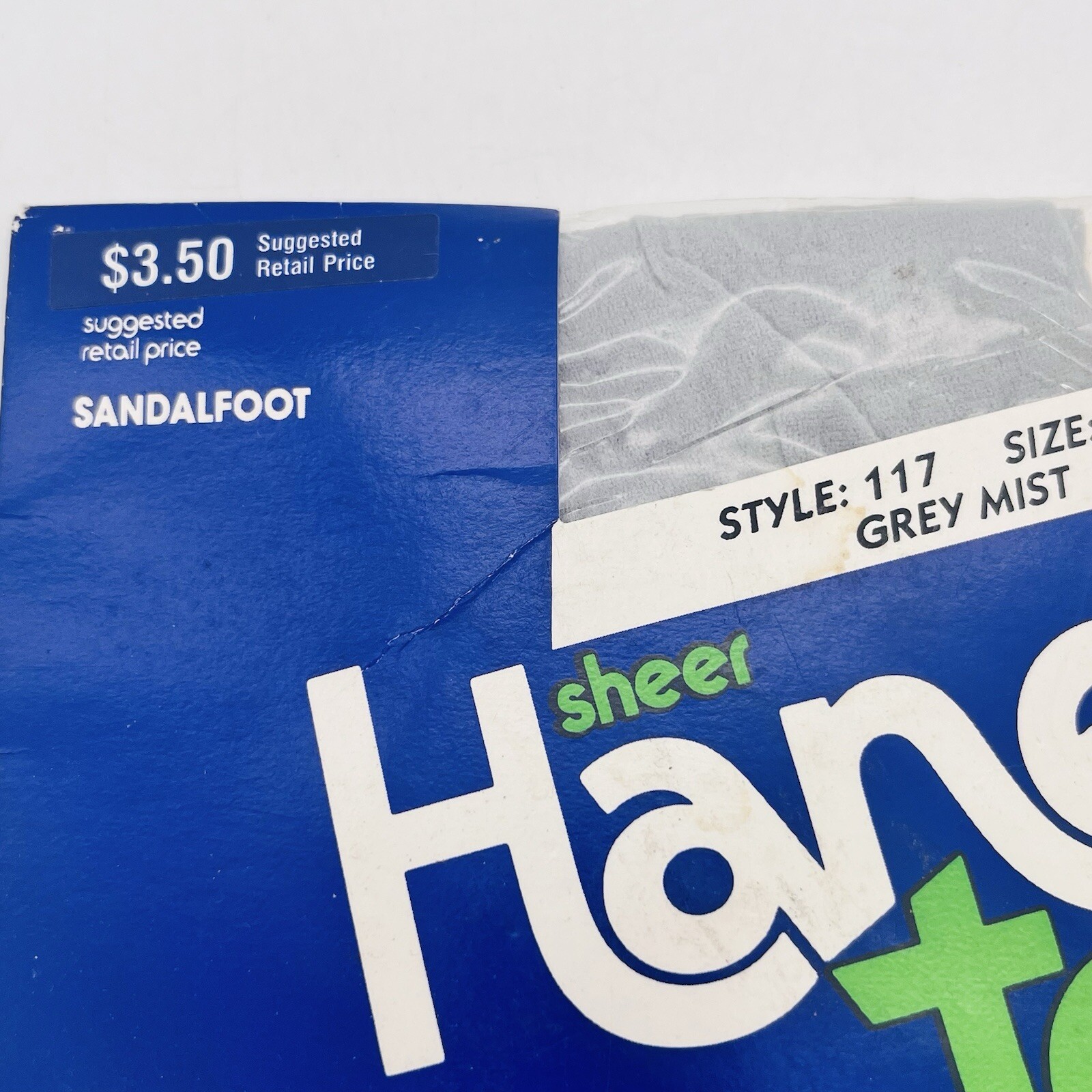 Vtg 1990 HANES TOO Pantyhose Grey Mist Size CD Style 117 Sandal Foot Sheer NOS