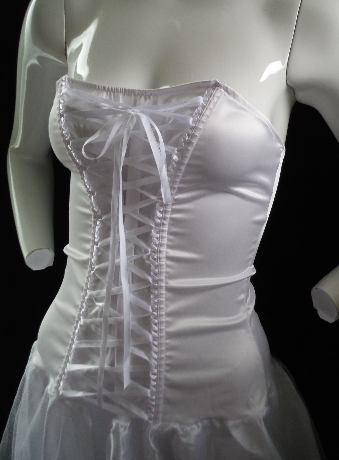 VTG Fredericks of Hollywood 90’s New Sexy!! White Lingerie Dress Tie Up Bodice S
