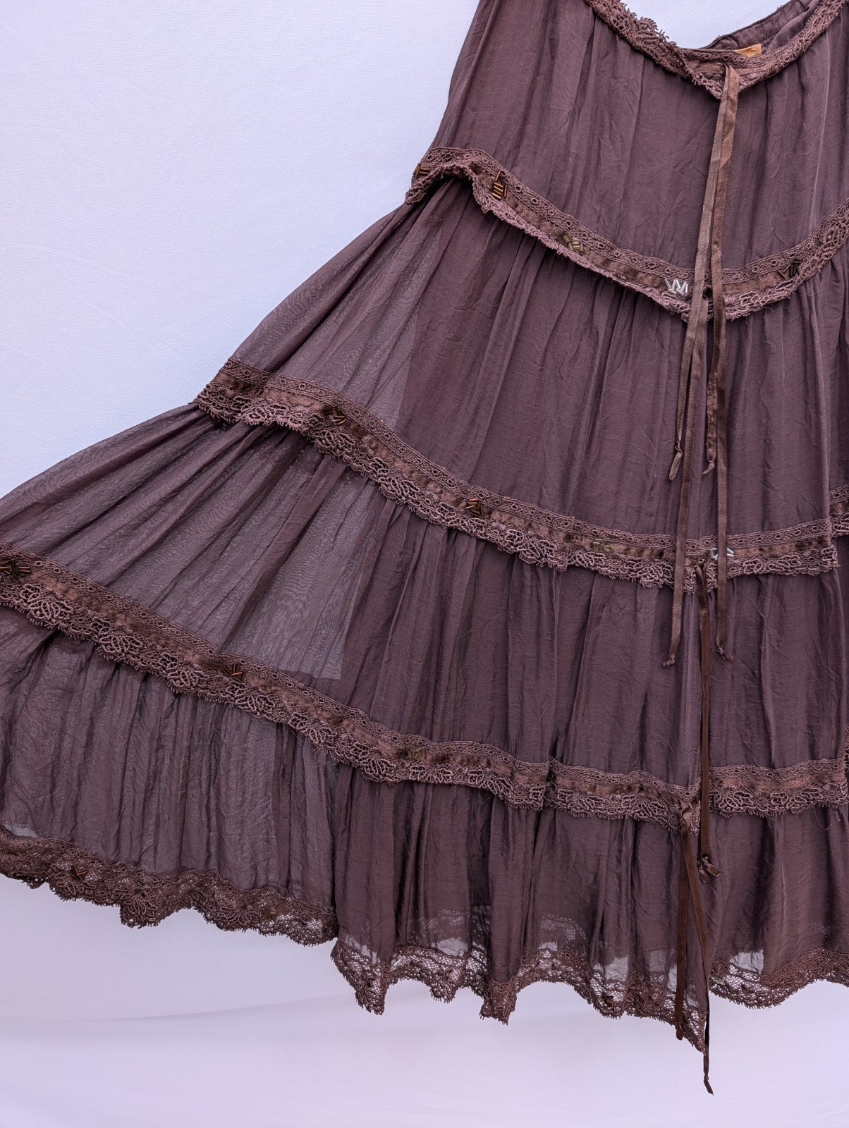 Vintage Antique Rangoon Skirt, Chocolate Brown, Size Extra Small, With Tags