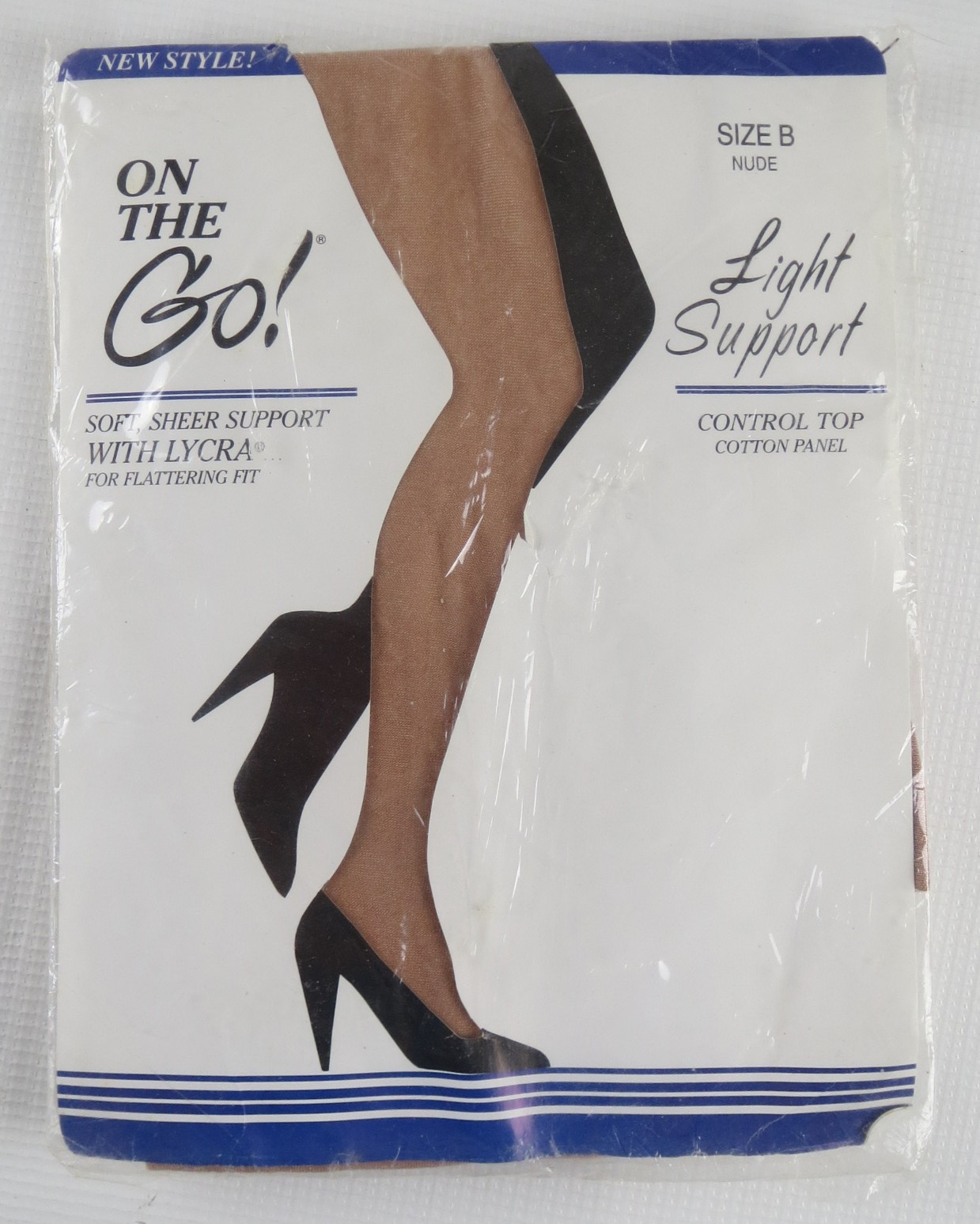 On the Go Size B Nude Control Top Cotton Panel Panthose Stocking Hosiery NIP