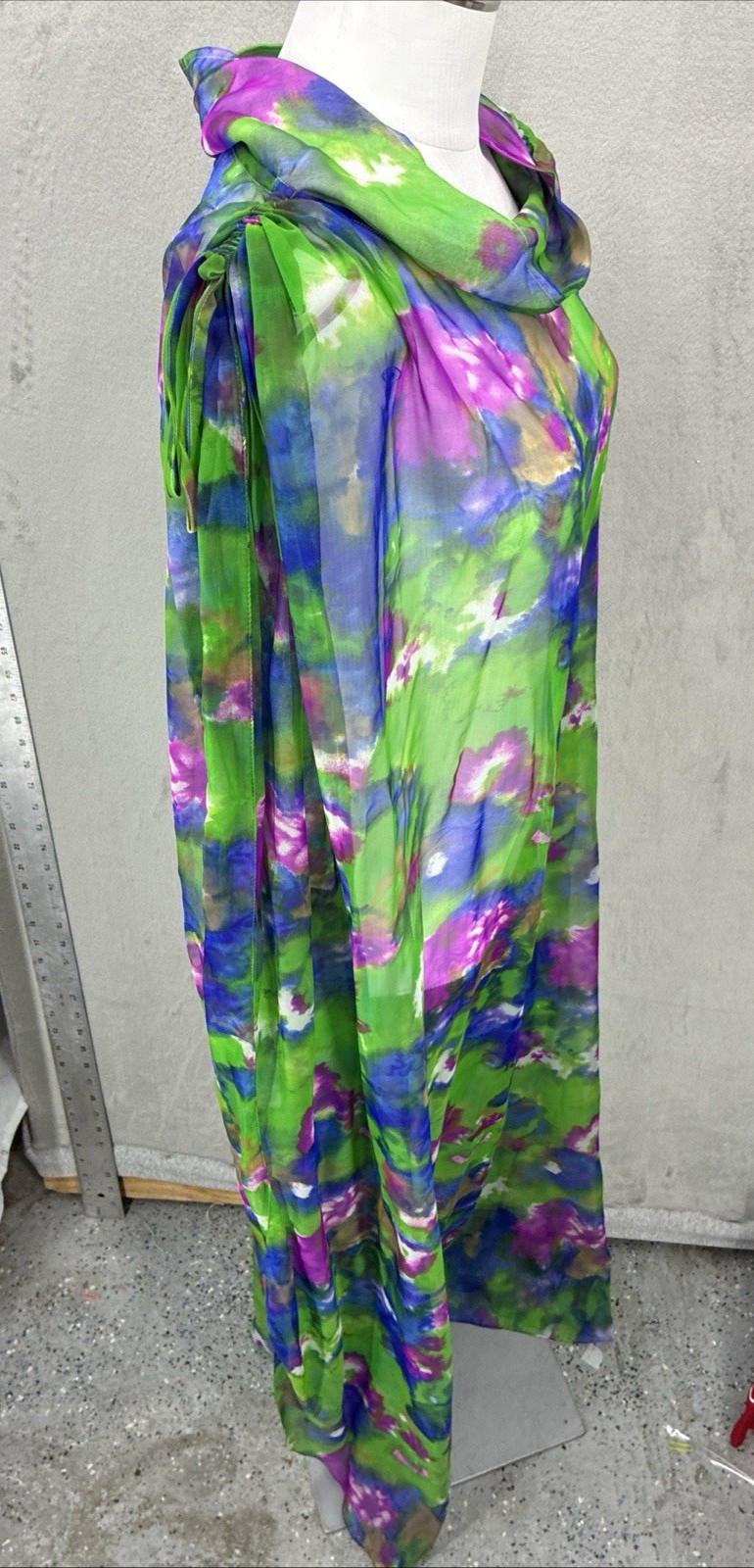 Georgie Keyloun VTG Kaftan Dress Phychdelic Muumuu Gown Hostess Misses Roper