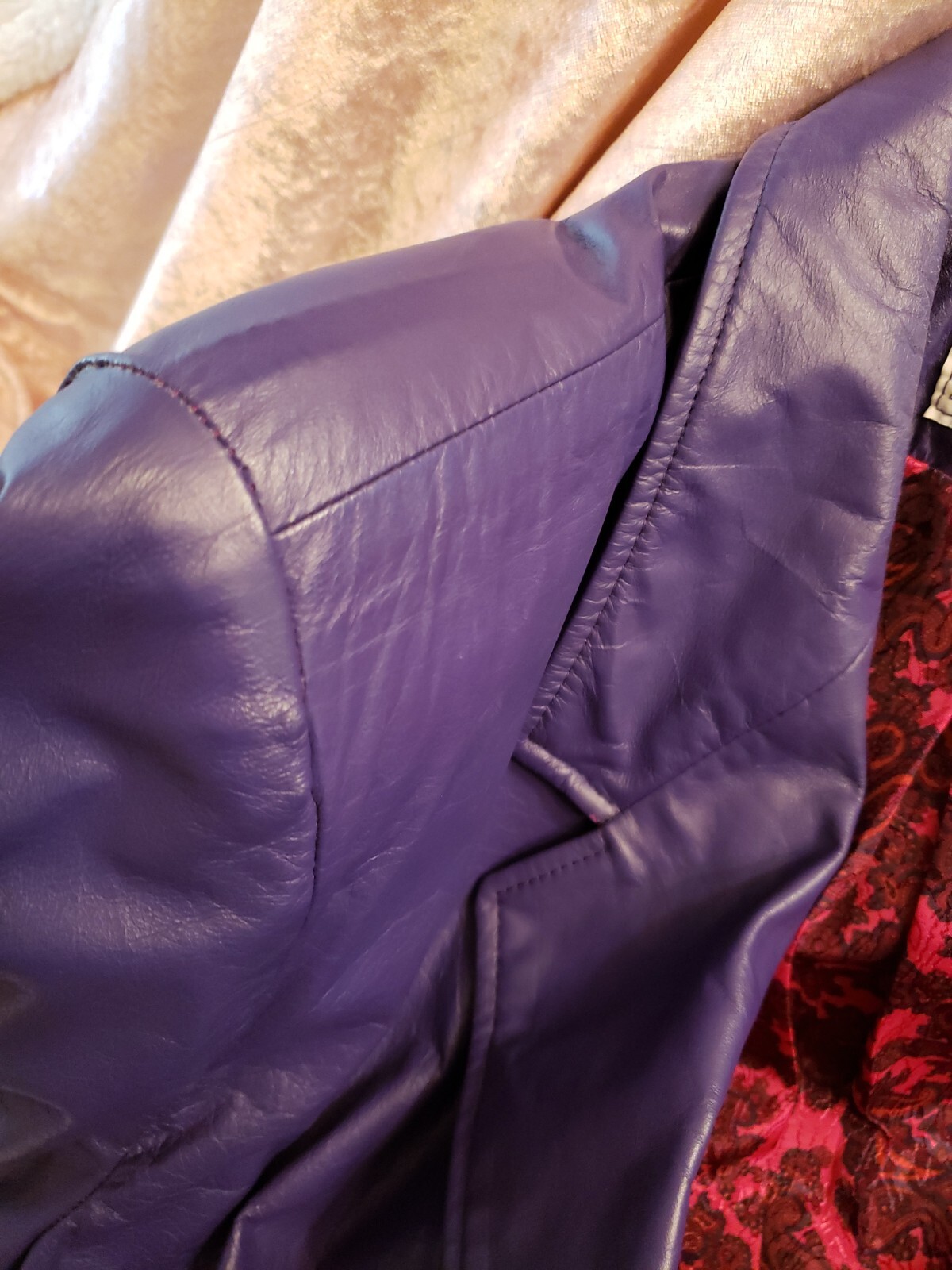 VTG 80s Northside Fashions Purple Leather Jacket Blazer Oversized Retro Womens L