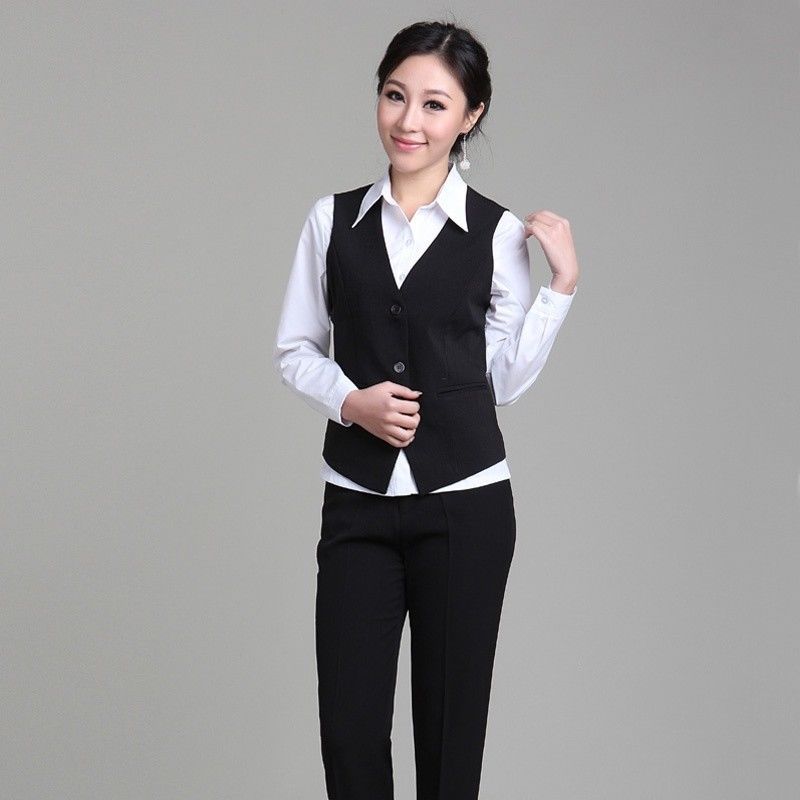 Ladies Formal Work Dress Suit Vest Sleeveless Cafe Bar Waitress Waistcoat Gilet
