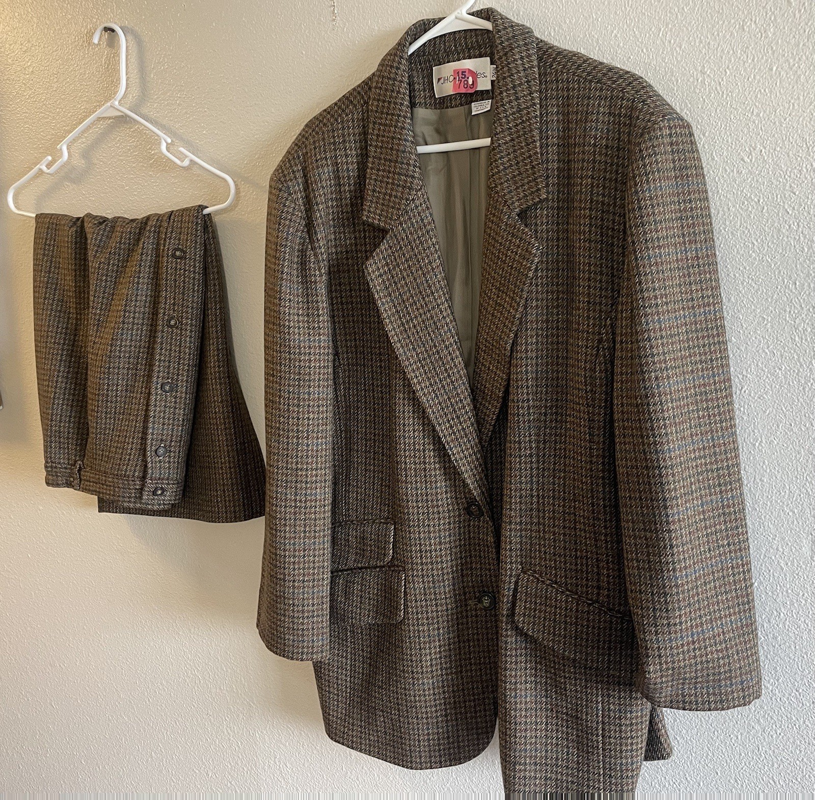 JH Collectibles Vtg Skirt Suit Wool Women 24W Brown Earth Tones Academia