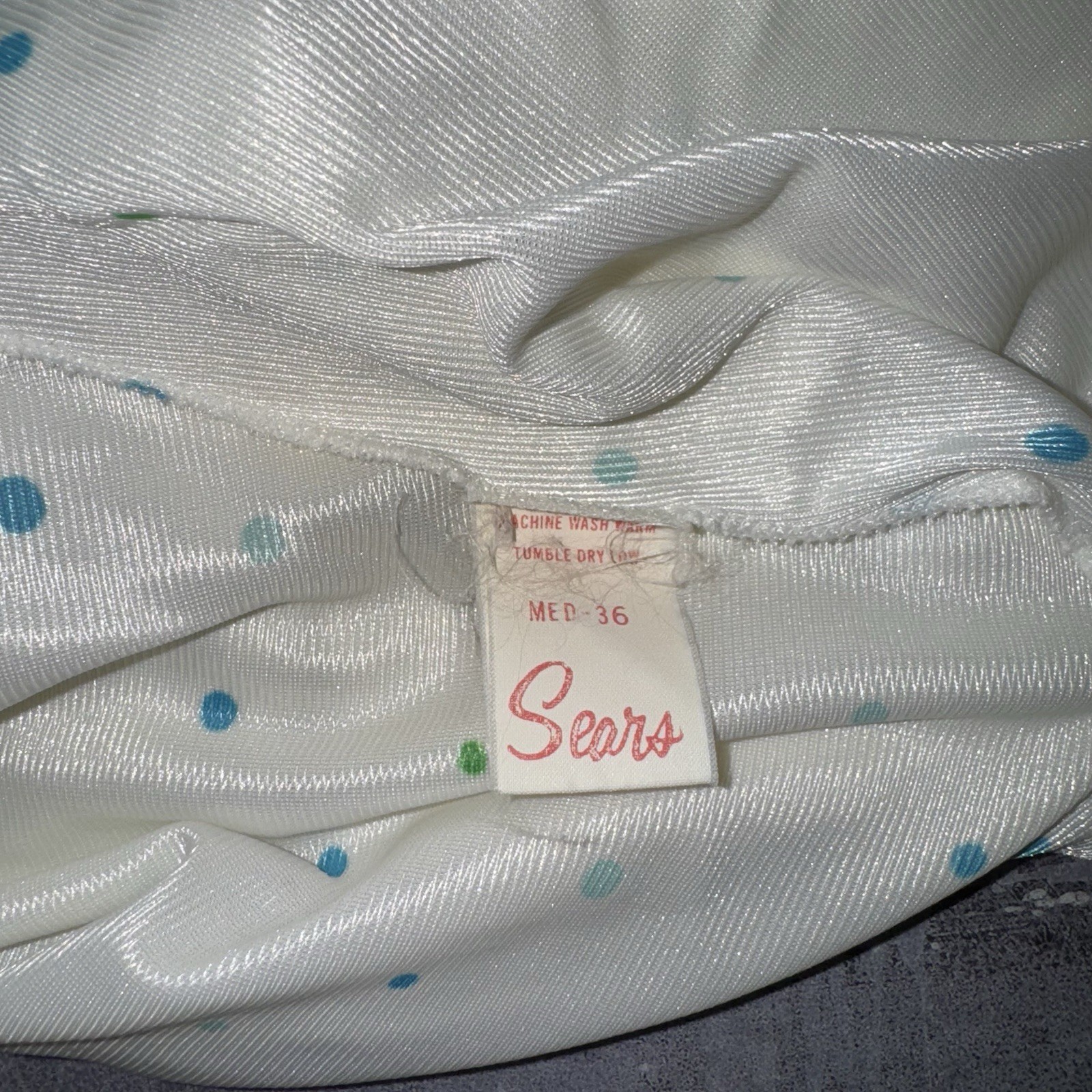 Vintage 70s White Polka Dot Floral Print maxi Robe Sears Size Medium 36