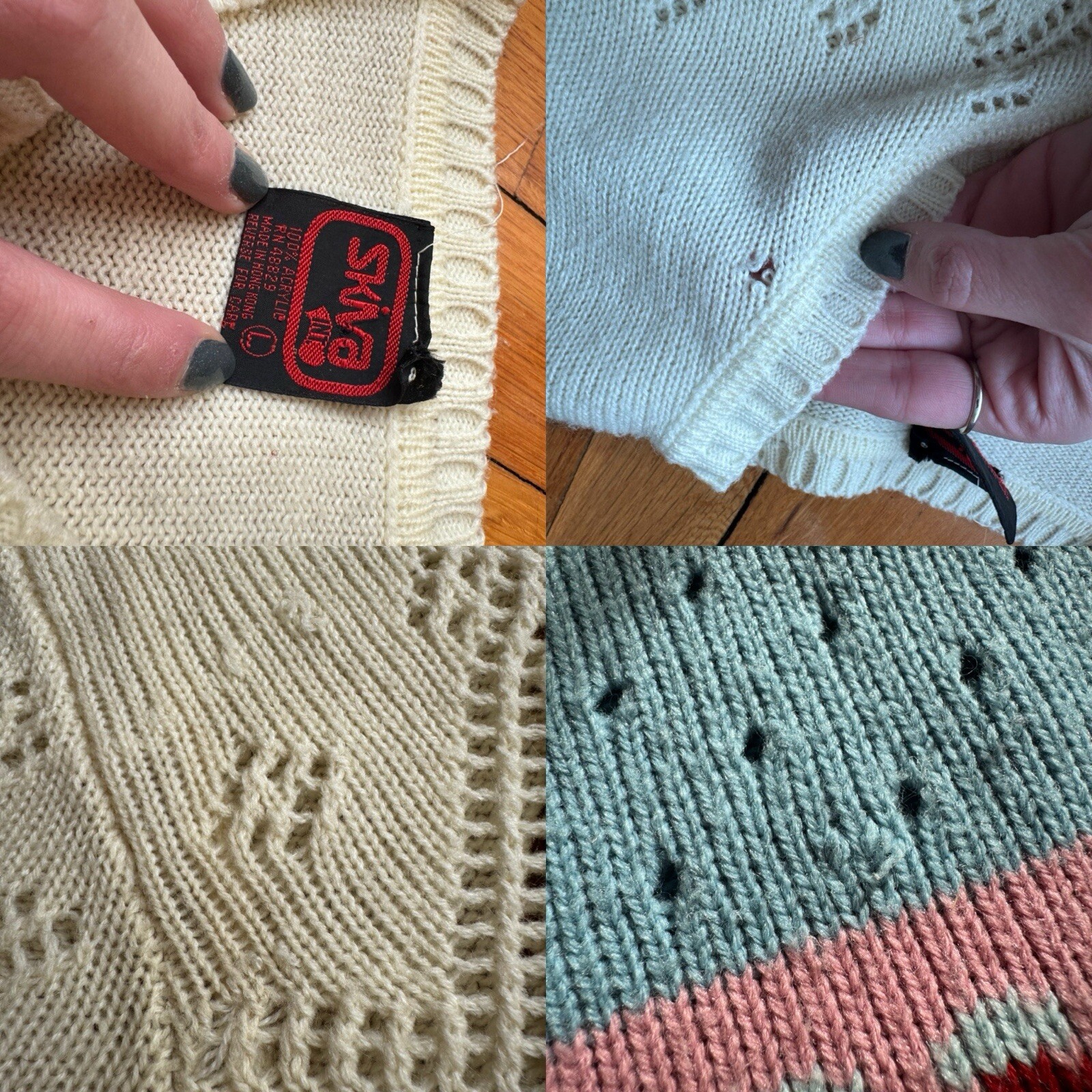 Vintage 70s Sweater Floral Tulip Print Striped Lightweight Knit – Hippie Cottage