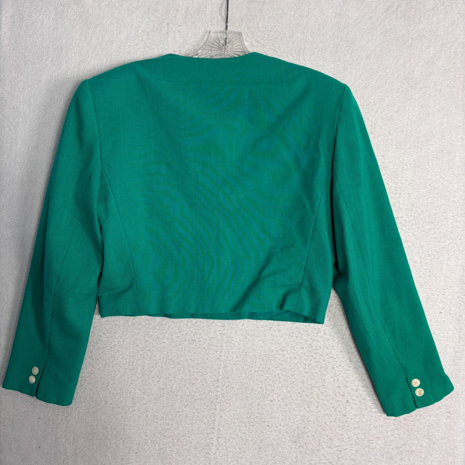 VTG Cropped Blazer 80s Double Breasted Teal Green Haber Dasher M L Knit