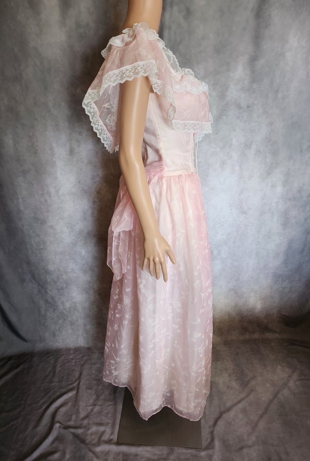 Vtg 80s Gunne Sax Jessica McClintock Lace Corset Prairie Maxi Cottagecore Small