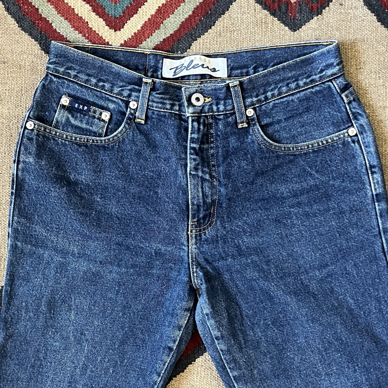 Vintage 90s Express Boot Cut Flare Bell Jeans Women’s 9/10 R USA Made Blue Denim