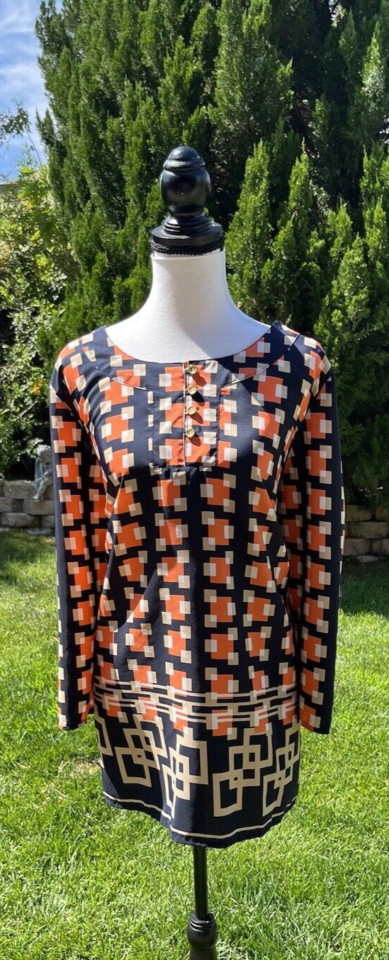 Blouse Nautical Vintage Sag Harbor Nautical Navy & Orange Size:XL Gold Detail
