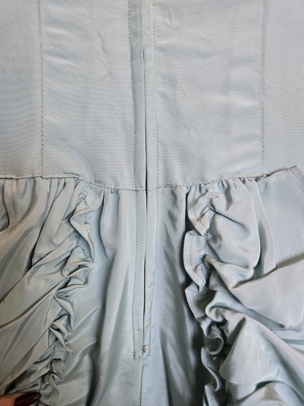 Vintage Homemade Formal Prom Gown Dress TALL Aqua Teal Blue Tulle Long Length