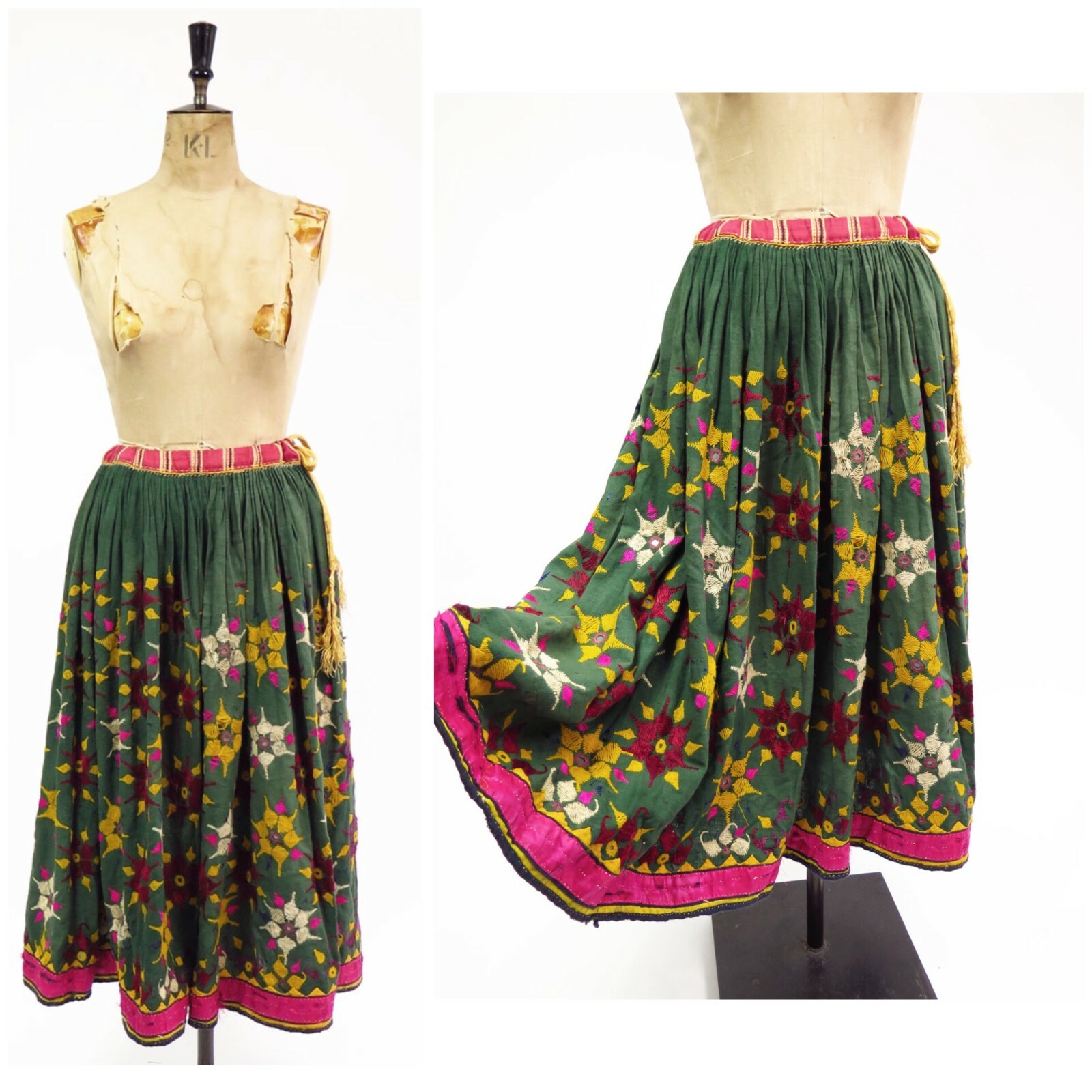 Original Vintage 1950s 1960s 1970s Afghan Indian Embroidered Zoe Yalland Skirt