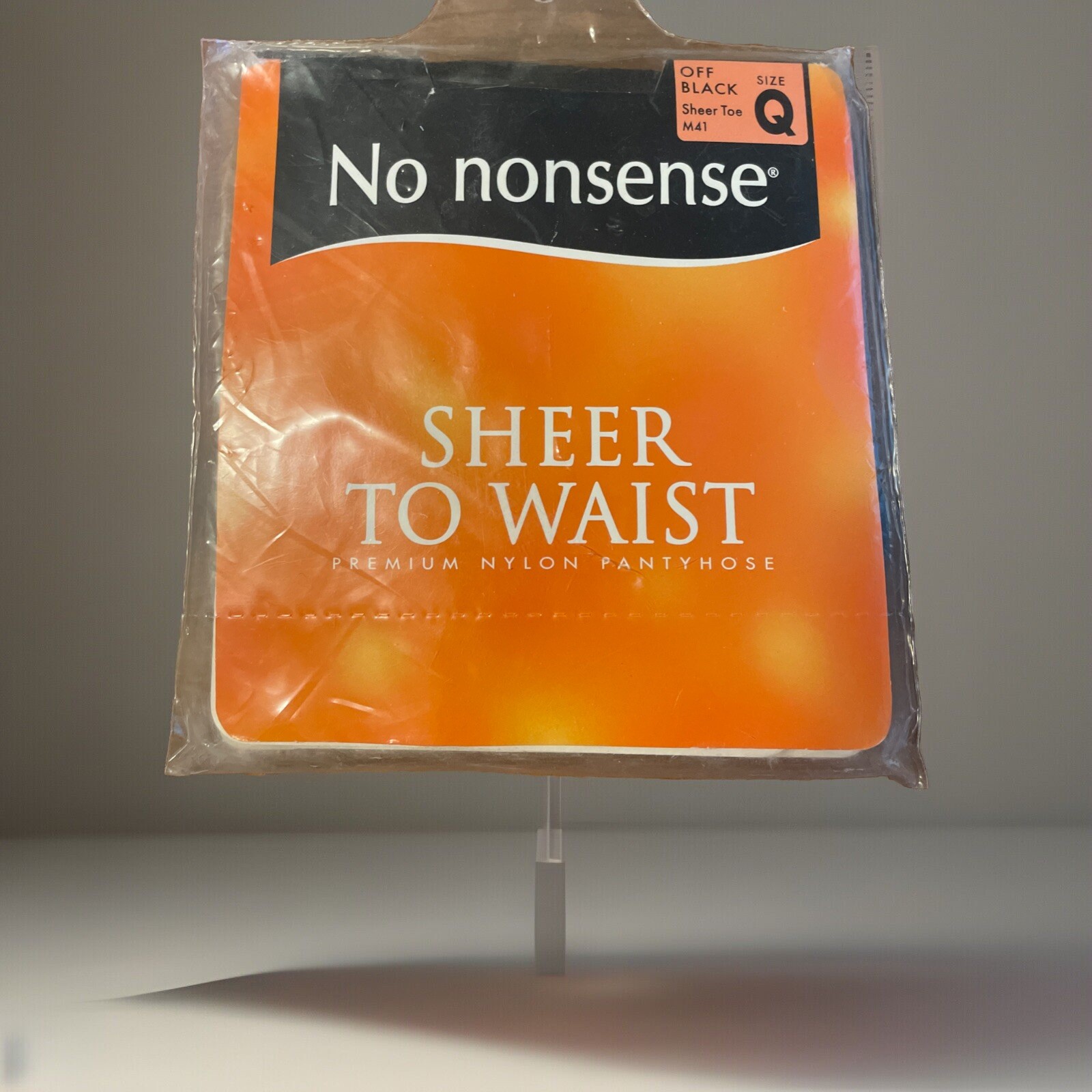 No Nonsense Sheer to Waist Pantyhose Vtg Sandalfoot OFF BLACK Size Queen M41