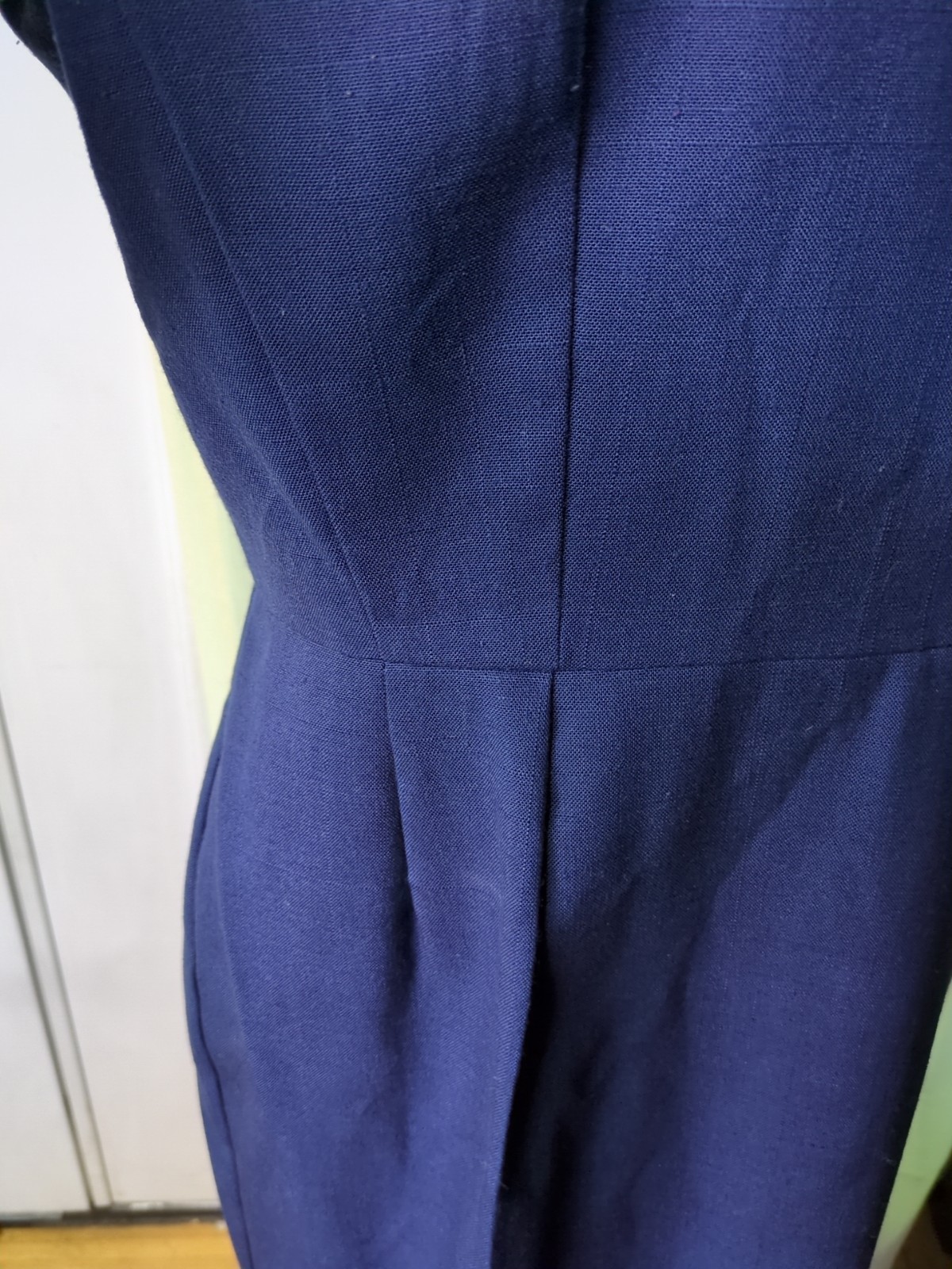 Vintage Willow Ridge Navy Blue Side Button Down Dress Woman’s 14