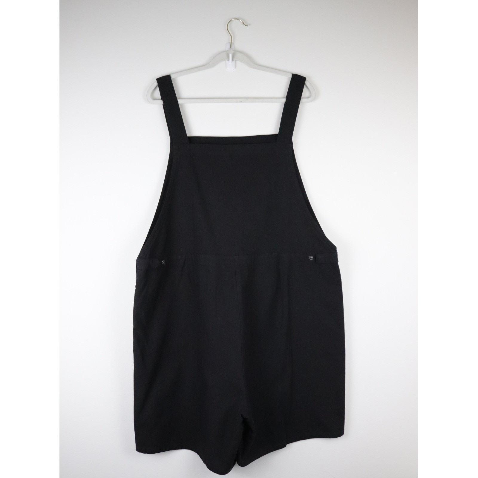 NWT Eileen Fisher Cotton Hemp Stretch Short Overalls XL Black