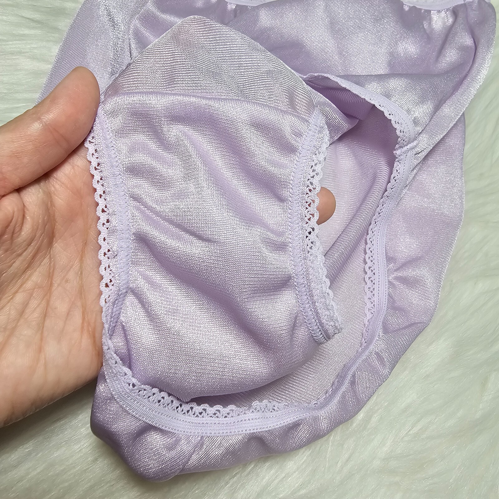 Vintage Silky Purple Panty 100% Nylon Sissy Sheer Brief Size 6-7 Hip 35-39″