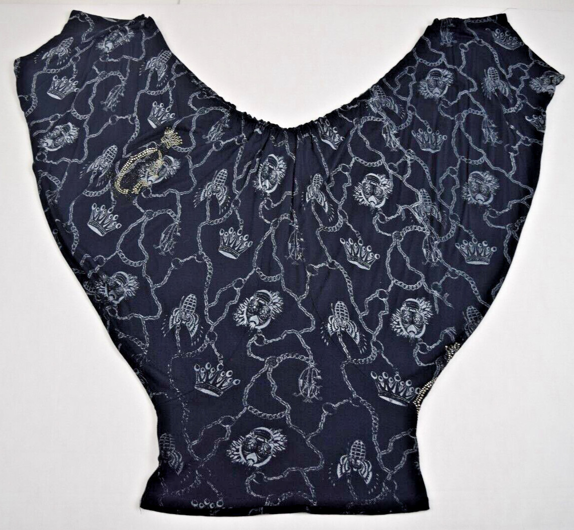 Vintage Dress Christian Audigier Size S/M 90s Black Gold Crowns Grenades USA