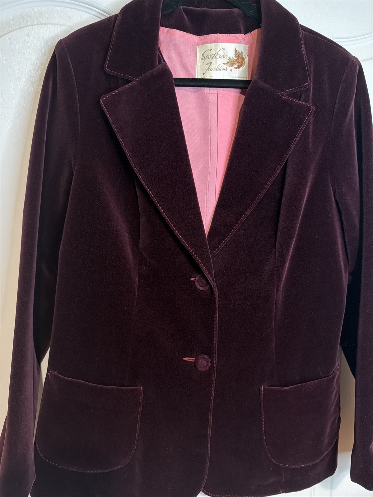 Vintage Sport Ease Fashions Velvet Jacket Maroon Buttons Goth Retro Women Sz M/L