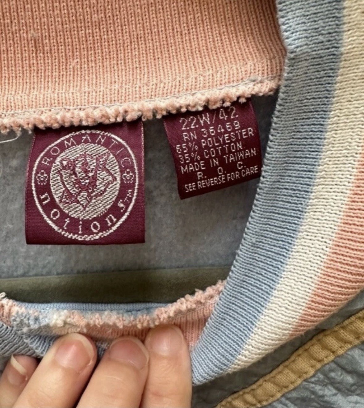 VTG 80s 90s Lightweight Windbreaker Pullover Jacket Pastel Pink Blue L Women’s