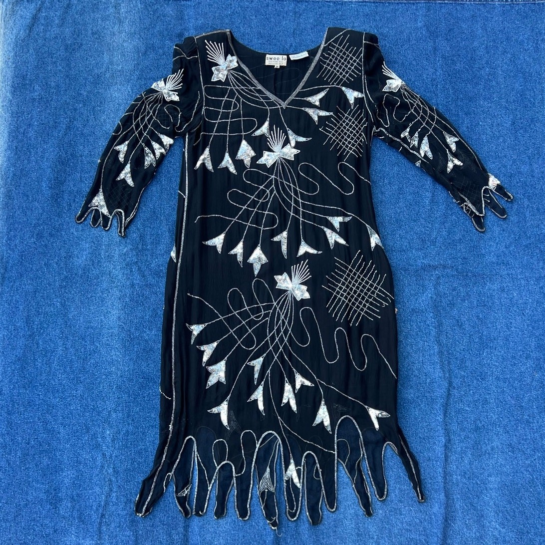 80s Saks Fifth Avenue swee lo pure silk beaded dress