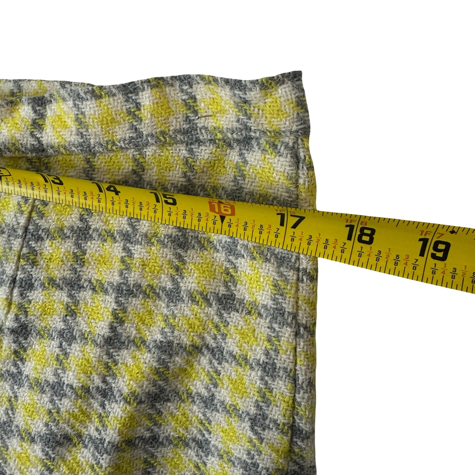 Title: Vintage 60s Yellow Check Skirt Shepherd Plaid Metal Zip 34W Large As-Is