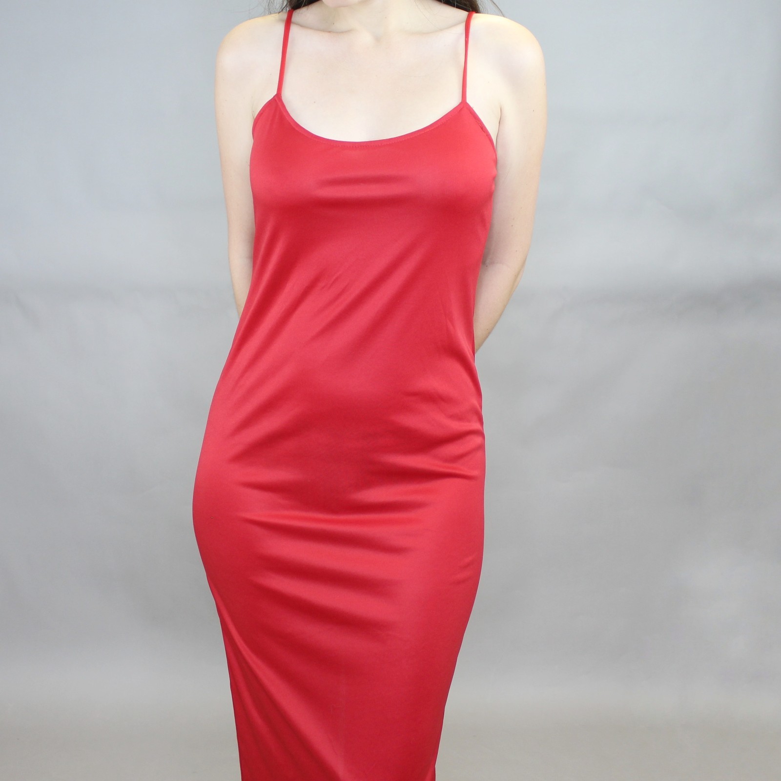 Vintage 80s Red Slip Maxi Dress