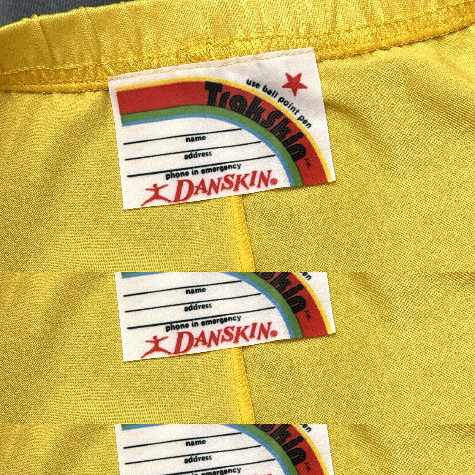 Vintage NOS Danskin Trakskin Shorts Medium Yellow Second Skin Nylon Spandex USA