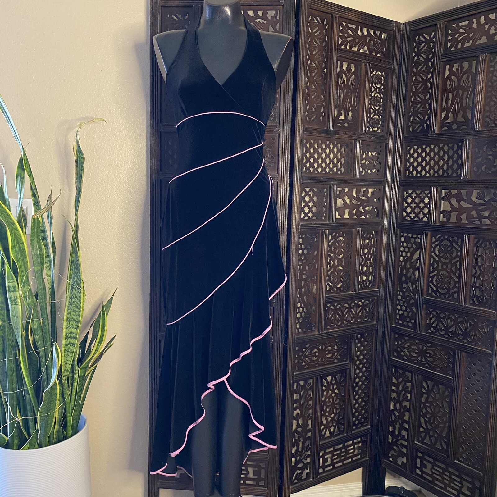 vintage velvet cascading hi-low maxi Dress By Blondie Nites Jaslene Size 3