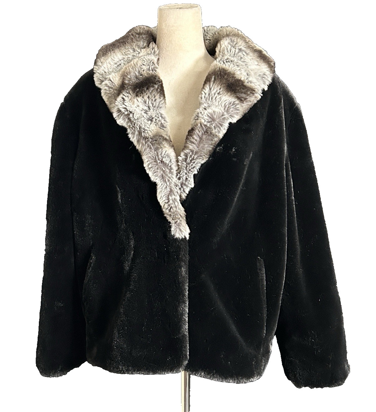Vintage Terry Lewis Classic Luxuries Faux Seal and Chinchilla Trim Cropped Coat