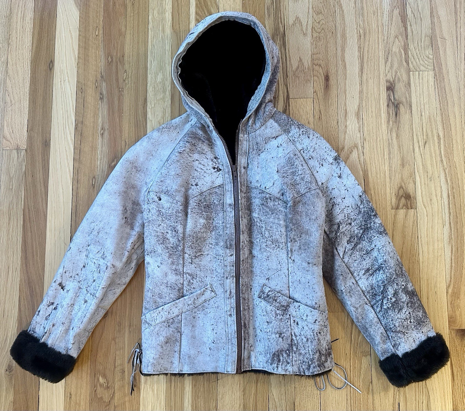 Vtg 60s-70s Jo-O-Kay Womens 10 (4/6) S Fleece Lined Rough Out Leather Jacket EUC