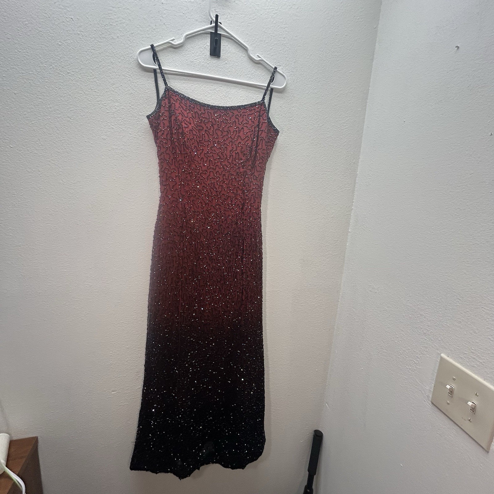 VTG Je Matadi Sean Mehta Gown Prom Dress S/M 100% Silk Beaded Y2K Whimsigoth
